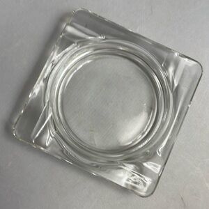 Vintage Glass‎ Ashtray Clear Square Super Retro 5.25”